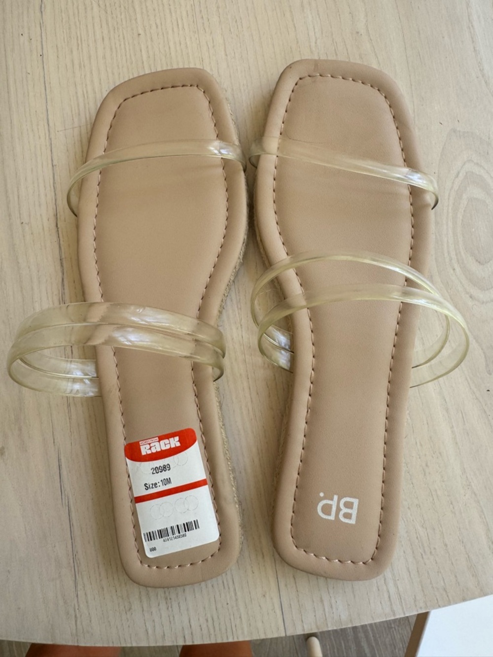 bp Tan Slide Sandals with Clear Straps